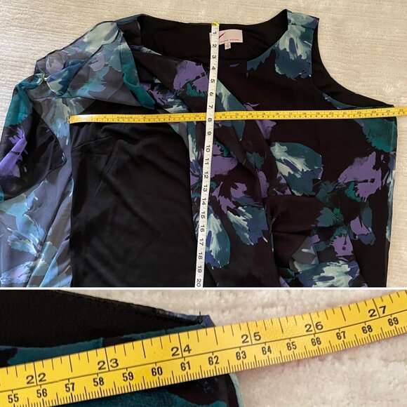 V by Vanessa Williams Asymmetrical Womens Flutter Blouse Sz 1X Floral - Picture 6 of 11